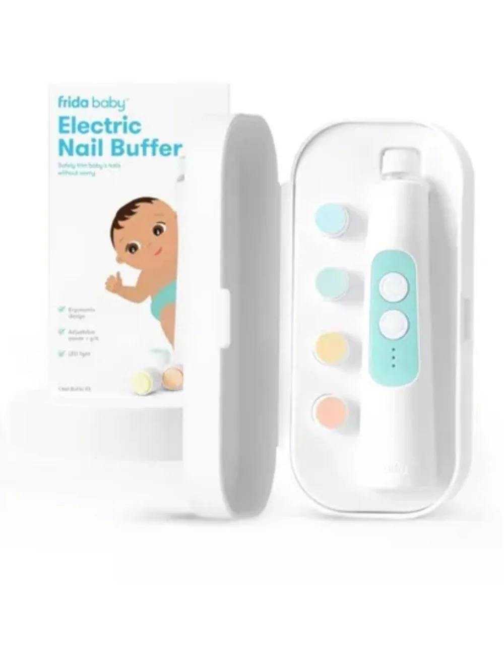 Frida baby Electric Nail Buffer in White & Mint